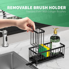 Sponge Holder for Kitchen Sink, Sink Caddy Organizer with High Brush Holder, Kitchen Countertop Organizers and Storage Essentials