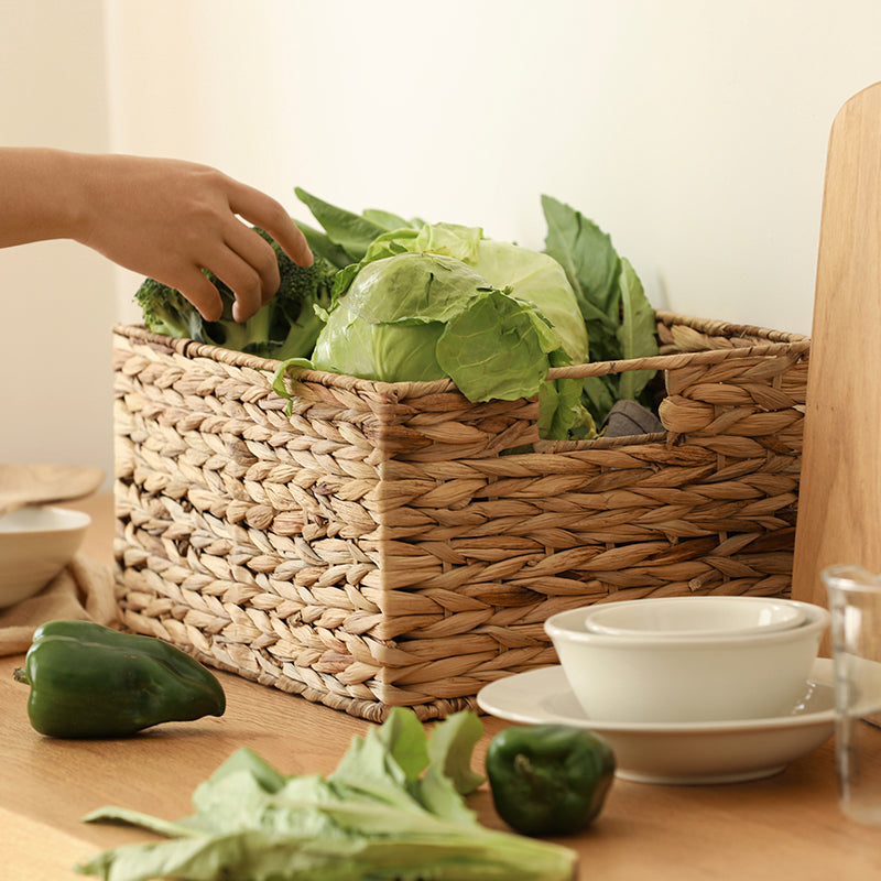 Natural Handwoven Portable Laundry Bin Basket with Carrying Handles, Household Storage for Clothes, Linens, Sheets, Toys