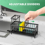 Sponge Holder for Kitchen Sink, Sink Caddy Organizer with High Brush Holder, Kitchen Countertop Organizers and Storage Essentials