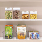 8 Pack Food Storage Organizer Bins, Clear Plastic Bins for Pantry, Kitchen, Fridge, Cabinet Organization and Storage, 4 Compartment Holder