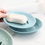 Soap Dish with Drain Plastic Sponge Holder Easy Cleaning Soap Saver Tray Caddy Keep Dry Stop Mushy for Shower Bathroom Kitchen