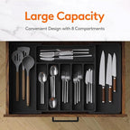 Extra Large Expandable Silverware Organizer, Kitchen Utensil Drawer Organizer, Adjustable Silverware Holder for Spoons Forks Knives