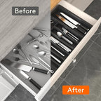 Extra Large Expandable Silverware Organizer, Kitchen Utensil Drawer Organizer, Adjustable Silverware Holder for Spoons Forks Knives