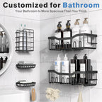 Adhesive Shower Caddy, 5 Pack Rustproof Stainless Steel Bath Organizers With Large Capacity, No Drilling Shelves for Bathroom Storage & Home Decor