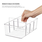 8 Pack Food Storage Organizer Bins, Clear Plastic Bins for Pantry, Kitchen, Fridge, Cabinet Organization and Storage, 4 Compartment Holder