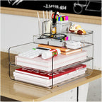 4 Trays Paper Organizer Letter Tray - Acrylic Desk File Organizer, Stackable Clear Paper Holder Sorter Home Office Organizers
