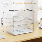 4 Trays Paper Organizer Letter Tray - Acrylic Desk File Organizer, Stackable Clear Paper Holder Sorter Home Office Organizers