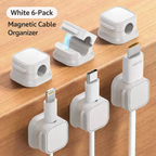6 Pack Magnetic Cable Clips Cord Holder, Under Desk Cable Management, Adhesive Wire Holder Keeper Organizer for Home Office Desk Phone Car Wall Desktop Nightstand
