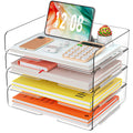 4 Trays Paper Organizer Letter Tray - Acrylic Desk File Organizer, Stackable Clear Paper Holder Sorter Home Office Organizers