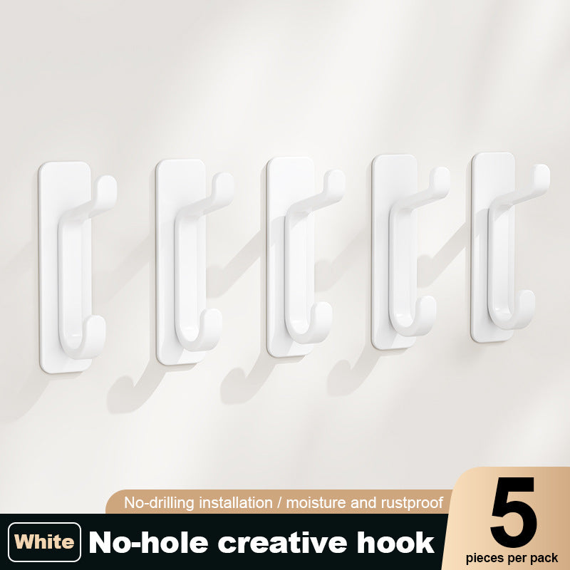 5 Pack No-Drill Wall Hook – Self Adhesive ABS Hanging Hook for Door, Bathroom, Kitchen & Storage Organization