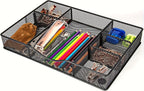Desk Drawer Organizer, Metal Mesh Drawer Organizer Tray with 6 Adjustable Compartment, Tray Organizer for Desktop, Kitchen, Bathroom, Makeup, Vanity