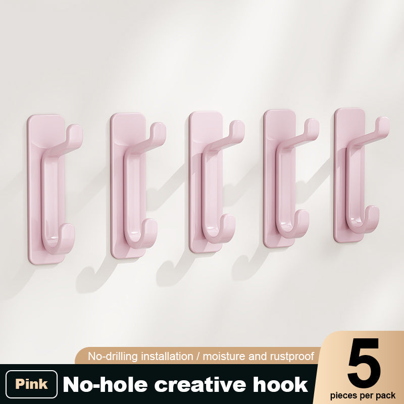5 Pack No-Drill Wall Hook – Self Adhesive ABS Hanging Hook for Door, Bathroom, Kitchen & Storage Organization